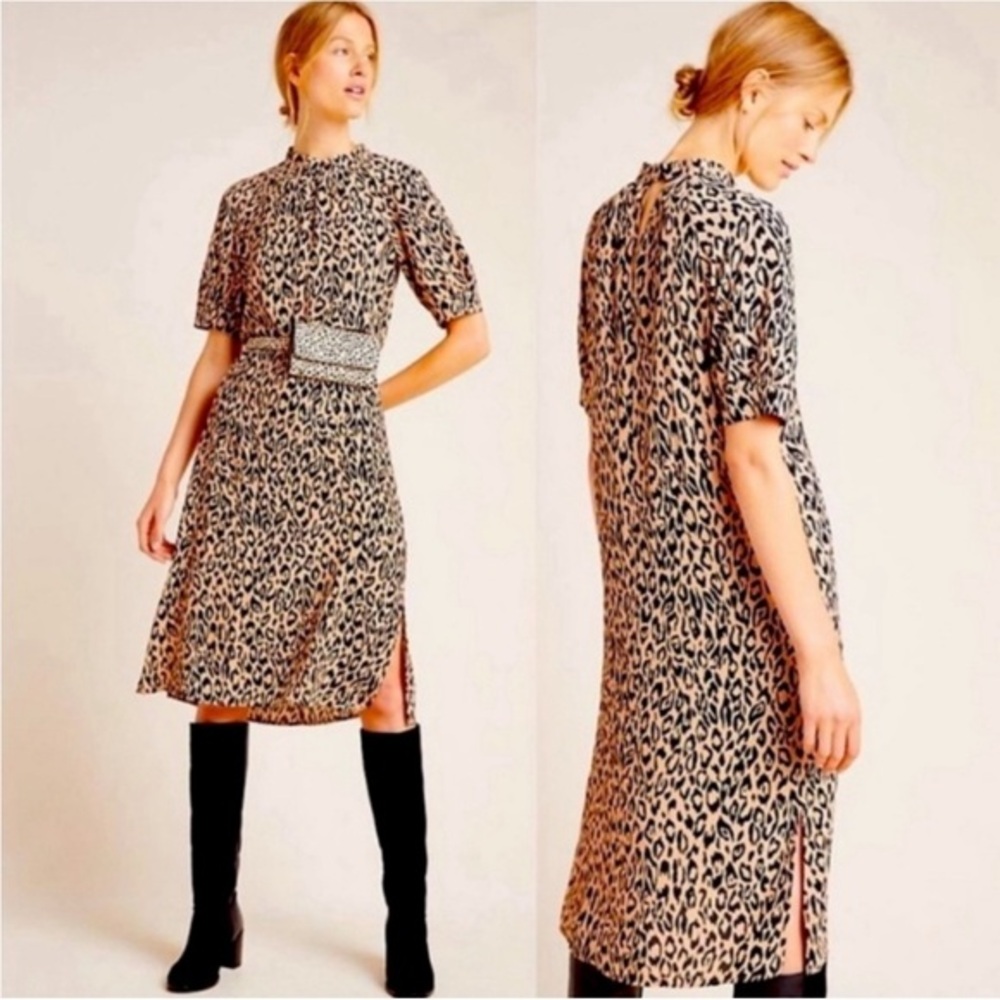 Anthropologie McKenzie Leopard Print Shift Dress